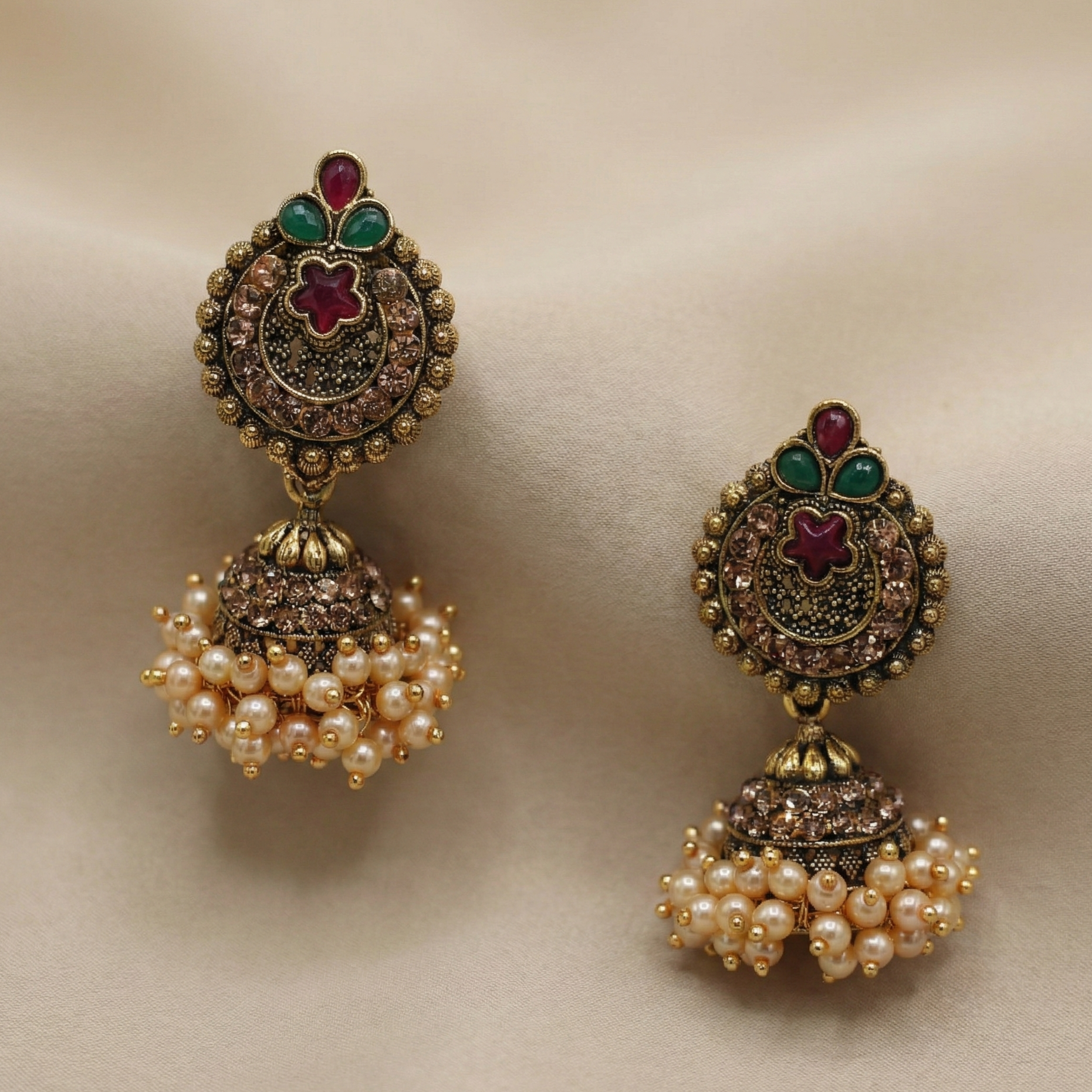 Antique Gold Jhumka Earrings