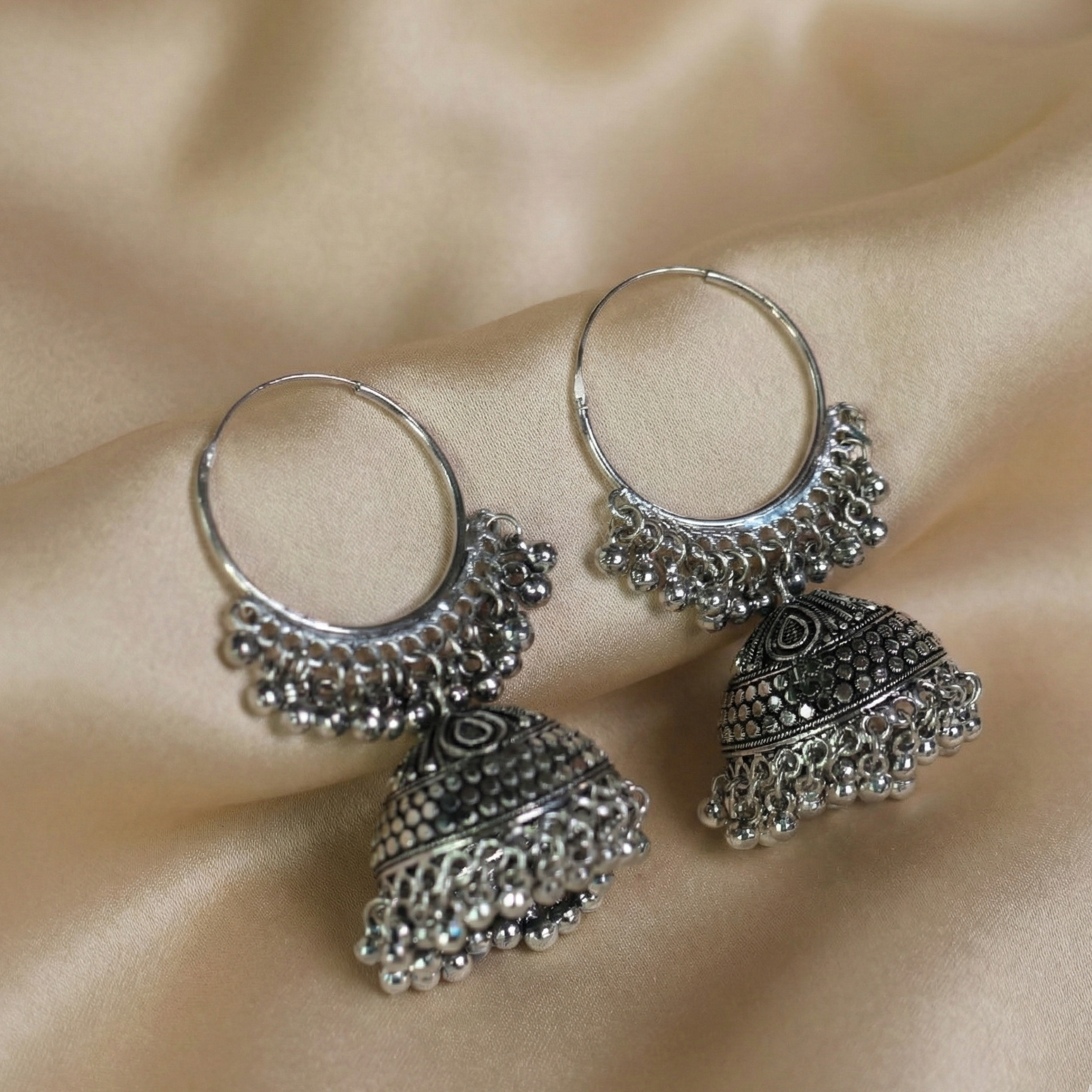 Etehnic Chandbali hoop Jhumka