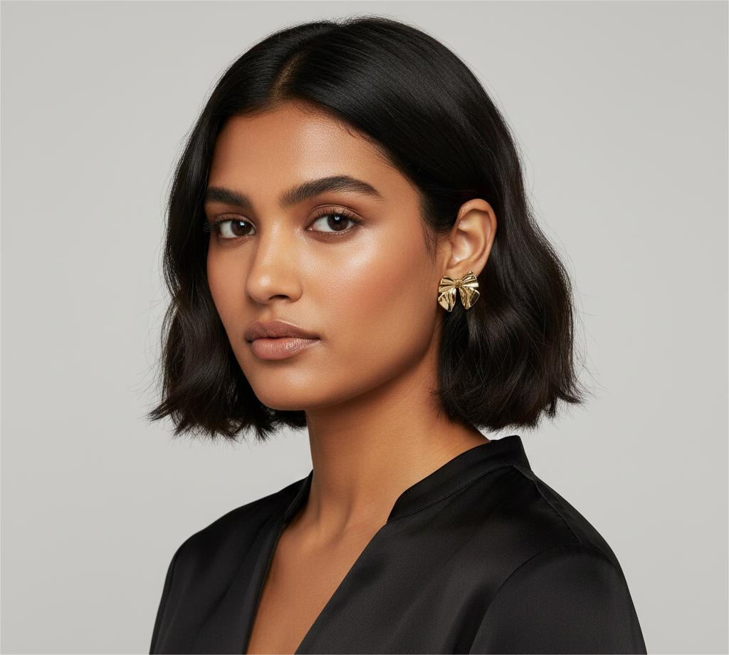 Golden Ginkgo Blossoms Stud Earrings (Anti-Tarnish Alloy)