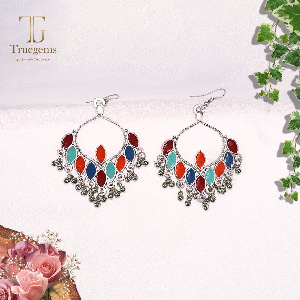 Meenakari oxidized metal earrings
