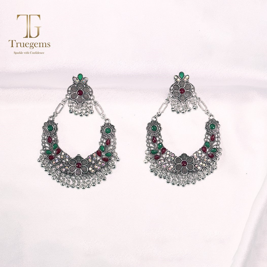Oxidized Silver Chandbali Earrings