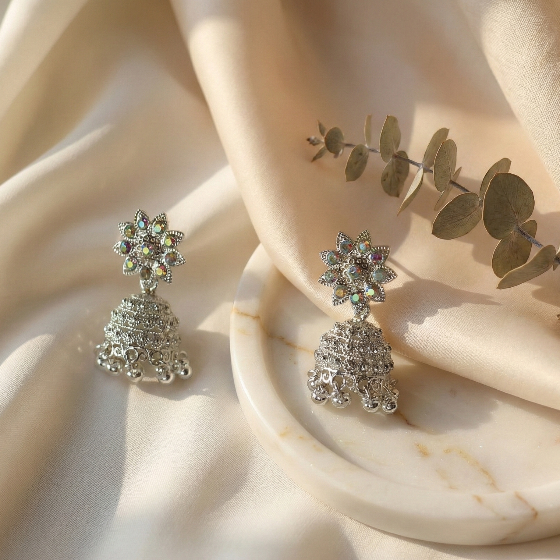 Traditional Sliver Small Dome Jhumka