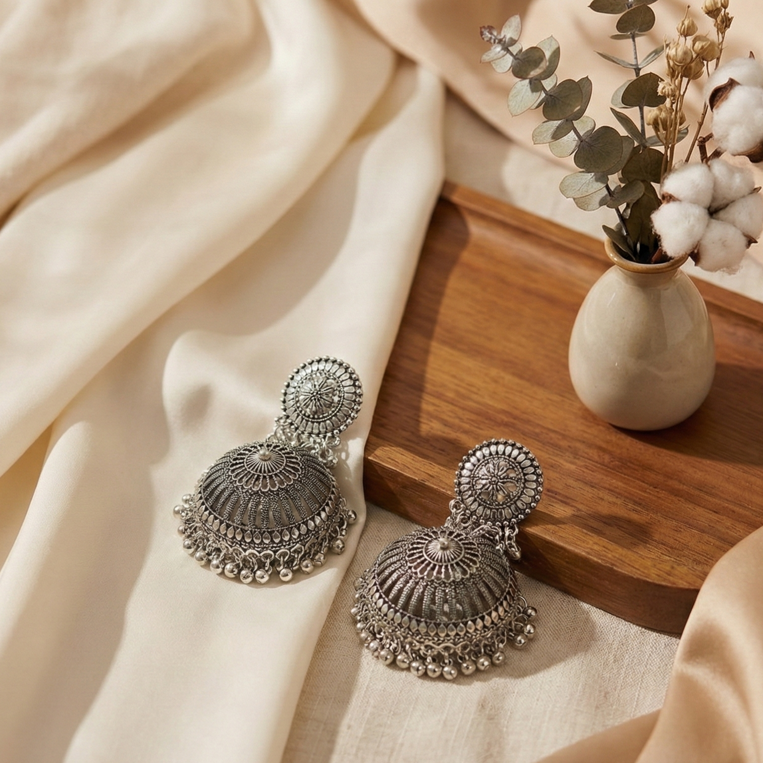 Traditional Sliver big Dome Jhumka
