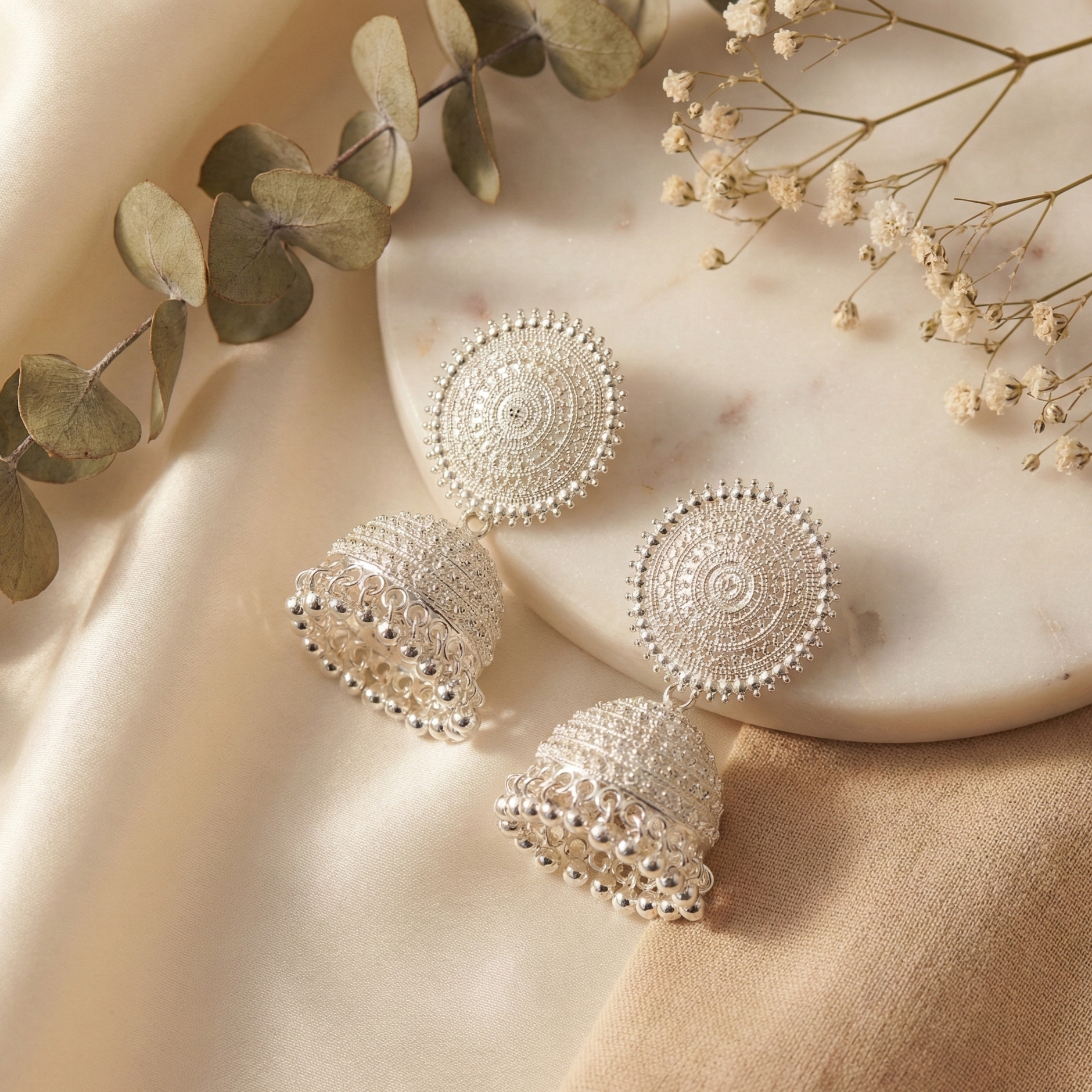 Traditional White Dome Jhumka